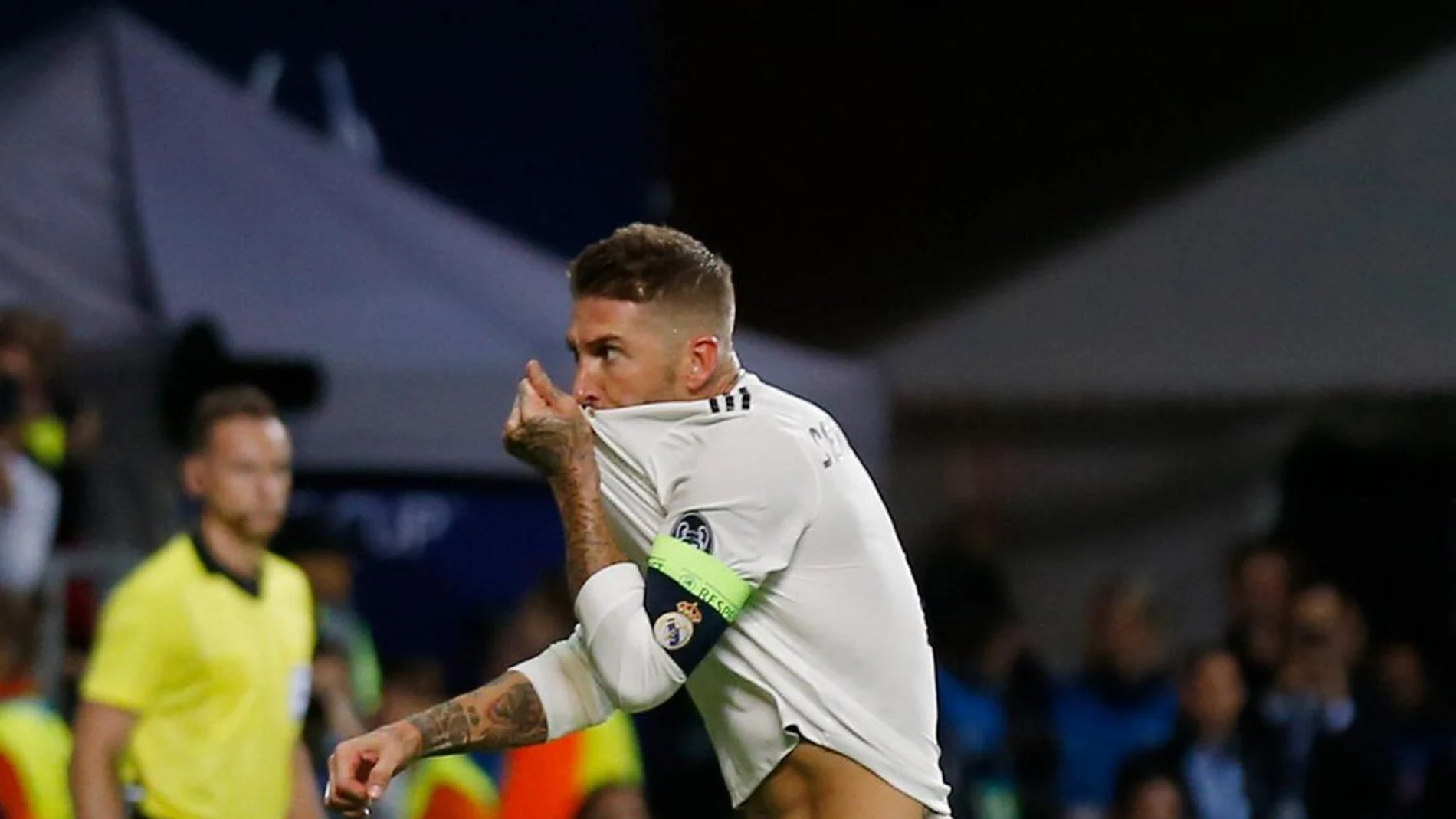 Sergio Ramos celebra un gol en la Supercopa de Europa Sergio Ramos celebra un gol en la Supercopa de Europa
