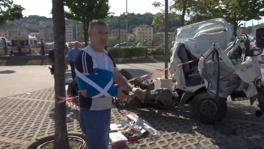 Un camionero superviviente en Génova: No sé cómo he podido salir con vida