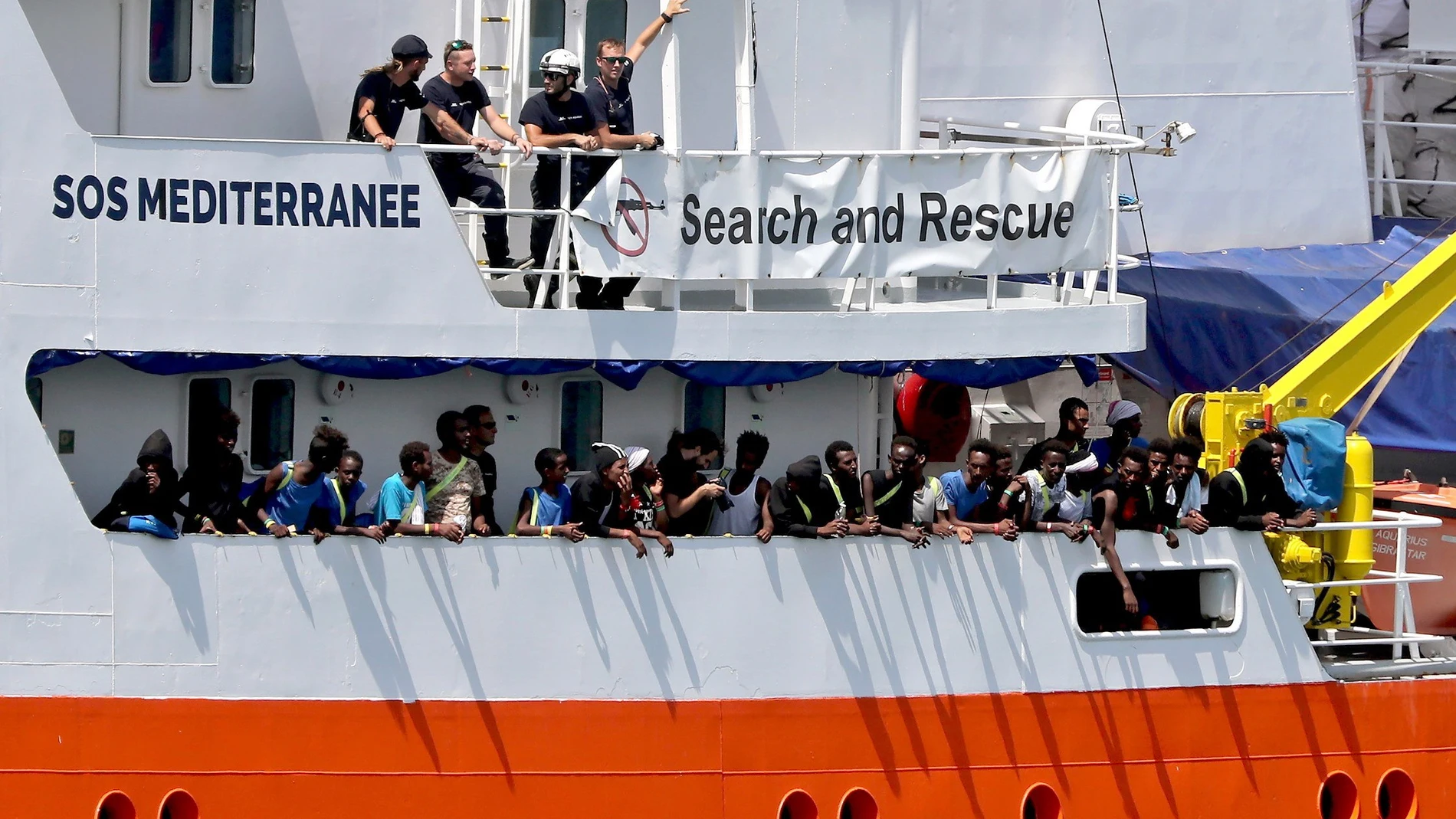El barco Aquarius en el puerto maltés de La Valeta El barco Aquarius en el puerto maltés de La Valeta