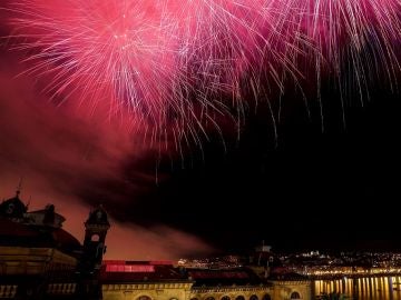 Fuegos artificiales durante la Semana Grande de Donostia