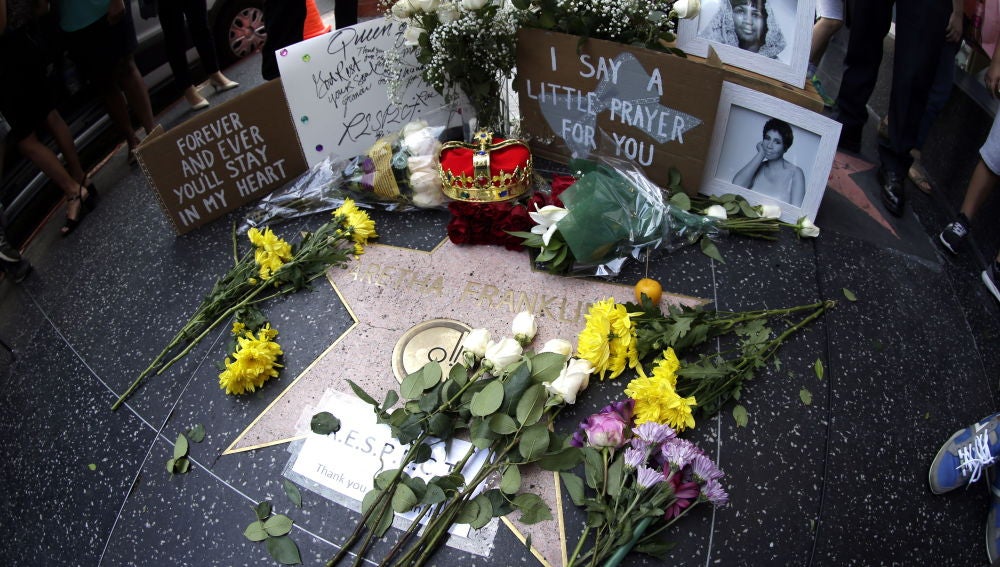 La estrella en el Paseo de la Fama de la cantante estadounidense Aretha Franklin