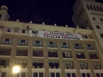 Pancarta contra el Rey en Barcelona Pancarta contra el Rey en Barcelona