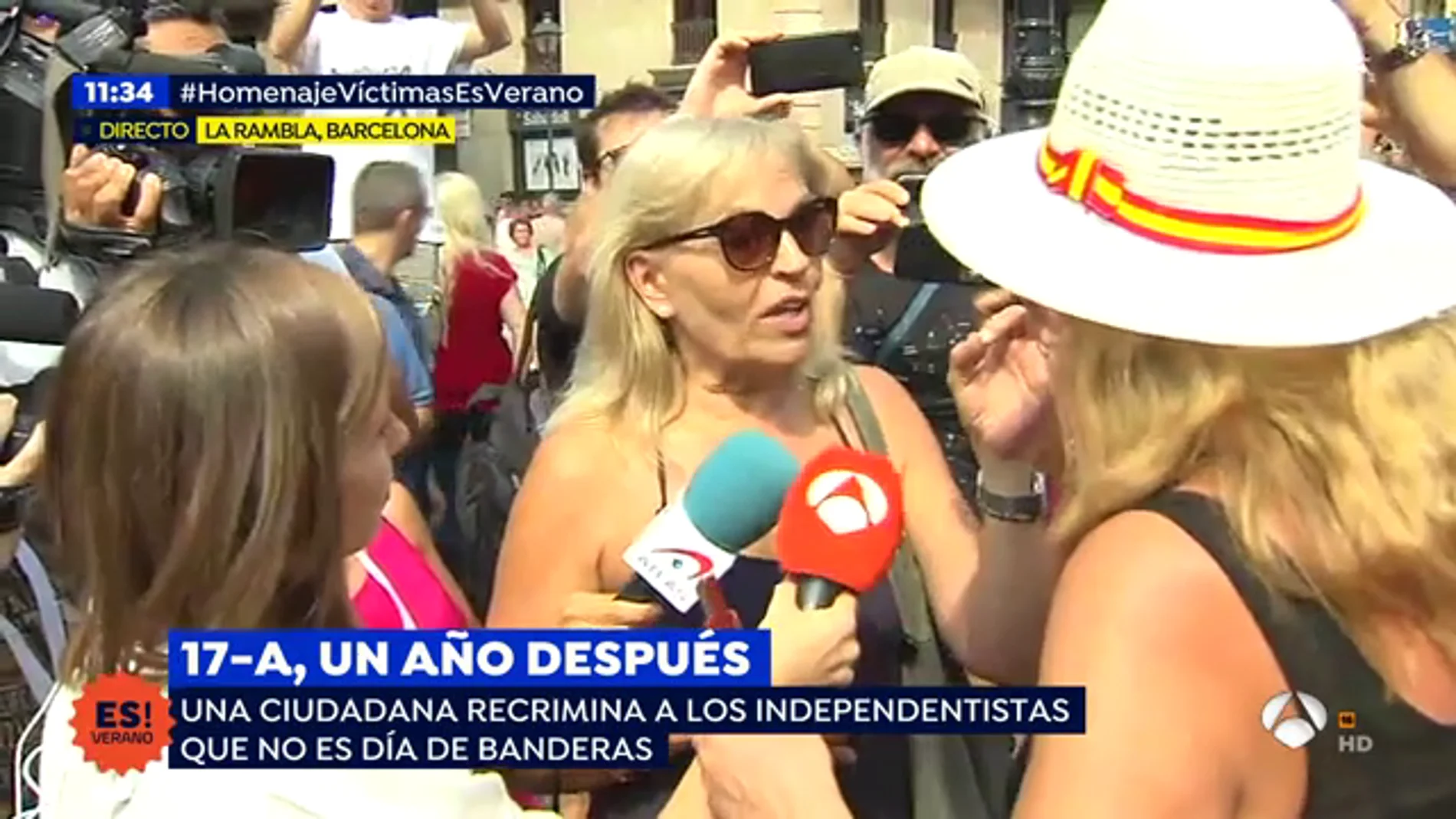 Una ciudadana a los independentistas: "Estamos aquí por las víctimas no para colgar banderas"
