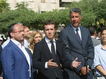 El presidente del PP, Pablo Casado, junto al líder del PP de Cataluña, Xavier García Albiol El presidente del PP, Pablo Casado, junto al líder del PP de Cataluña, Xavier García Albiol