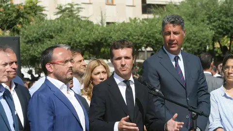 El presidente del PP, Pablo Casado, junto al líder del PP de Cataluña, Xavier García Albiol El presidente del PP, Pablo Casado, junto al líder del PP de Cataluña, Xavier García Albiol