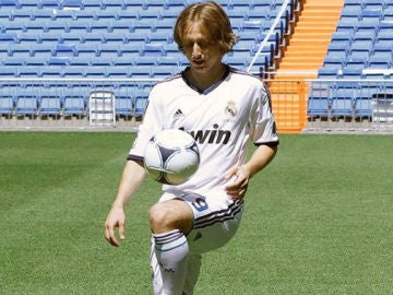 Modric, en su presentación con el Real Madrid