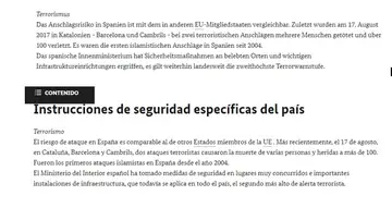 Recomendaciones de seguridad del Gobierno alemán Recomendaciones de seguridad del Gobierno alemán