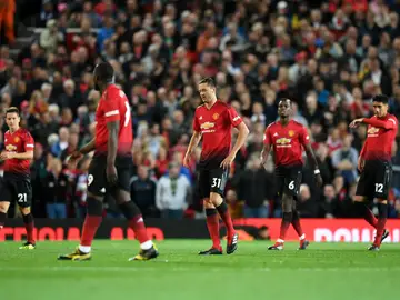 Los jugadores del Man United, cabizbajos Los jugadores del Man United, cabizbajos