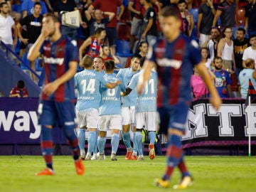 El Celta celebra un gol ante el Levante