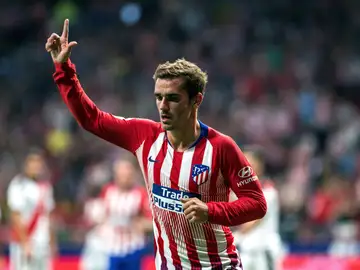 Griezmann celebrando un gol con el Atlético Griezmann celebrando un gol con el Atlético