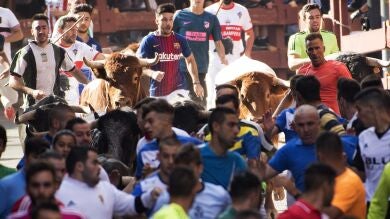 Los toros de La Interrogación dejan cuatro heridos leves en un encierro muy largo y limpio en San Sebastián de los Reyes