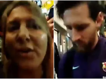 Una mujer increpa a Messi en el aeropuerto Una mujer increpa a Messi en el aeropuerto