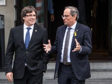 El president Quim Torra junto al expresident Carles Puigdemont