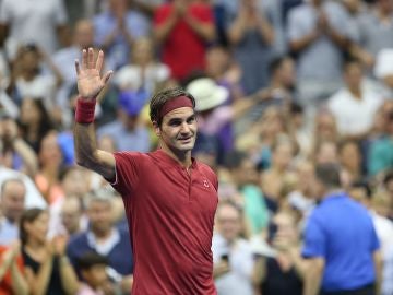 Roger Federer en un parido del US Open