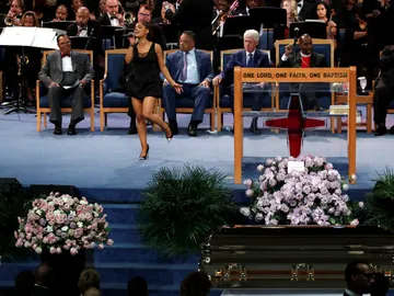 Ariana Grande, durante el funeral de Aretha Franklin Ariana Grande, durante el funeral de Aretha Franklin