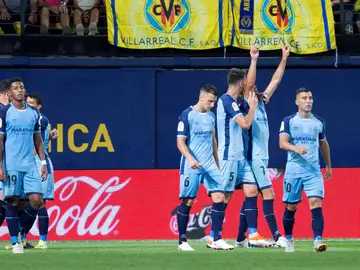 Jugadores del Girona celebrando un gol Jugadores del Girona celebrando un gol
