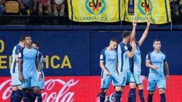 Jugadores del Girona celebrando un gol