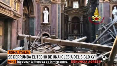 El techo de una iglesia de Roma se derrumba sin provocar víctimas