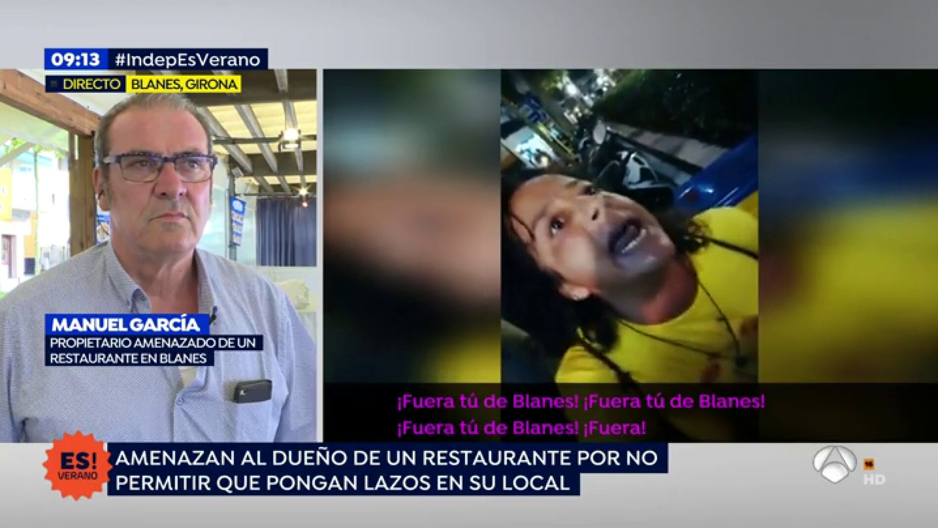 Amenazan al due&ntilde;o de un restaurante por negarse a poner lazos: "Fuera de Blanes, a la puta Espa&ntilde;a"