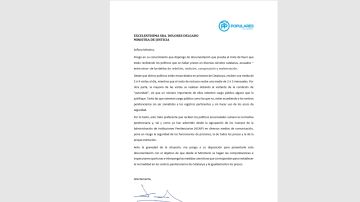 Carta de Xavier García Albiol a la ministra de Justicia