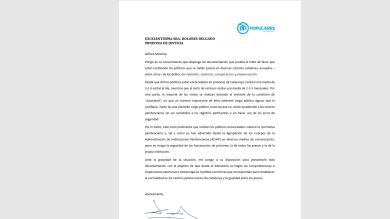Albiol enumera en una carta a la ministra de Justicia los 