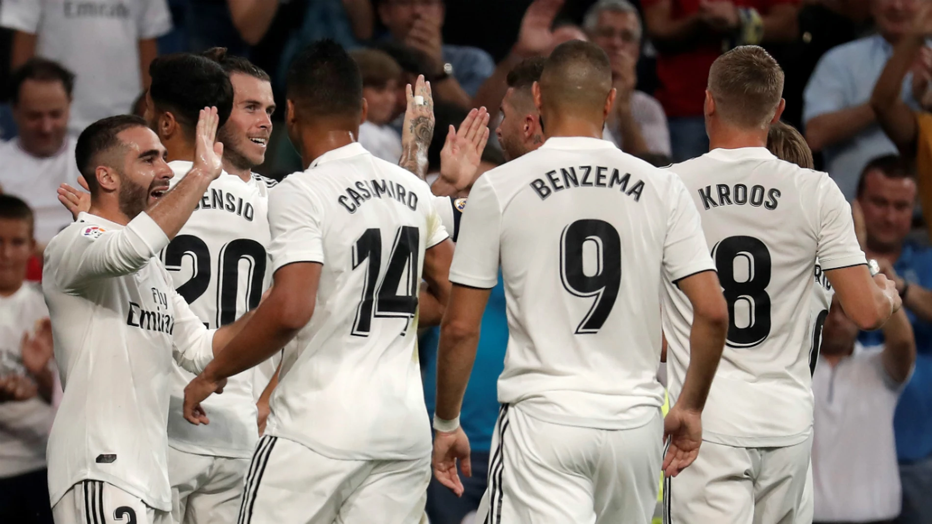 El Real Madrid celebra un gol El Real Madrid celebra un gol