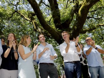 El presidente del Partido Popular, Pablo Casado y el presidente de la Xunta de Galicia, Alberto Núñez Feijoo 