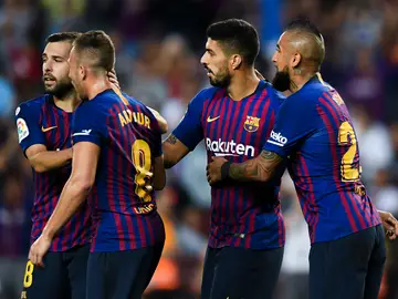 El Barça celebra un gol El Barça celebra un gol