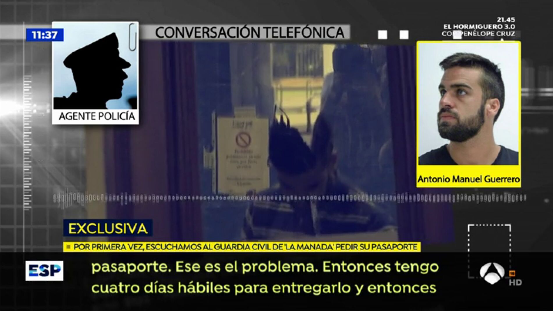 EXCLUSIVA: La grabaci&oacute;n de la llamada real del guardia civil de 'La Manada' para renovarse el pasaporte