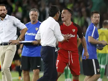 Roque Mesa se marcha expulsado del derbi contra el Betis Roque Mesa se marcha expulsado del derbi contra el Betis