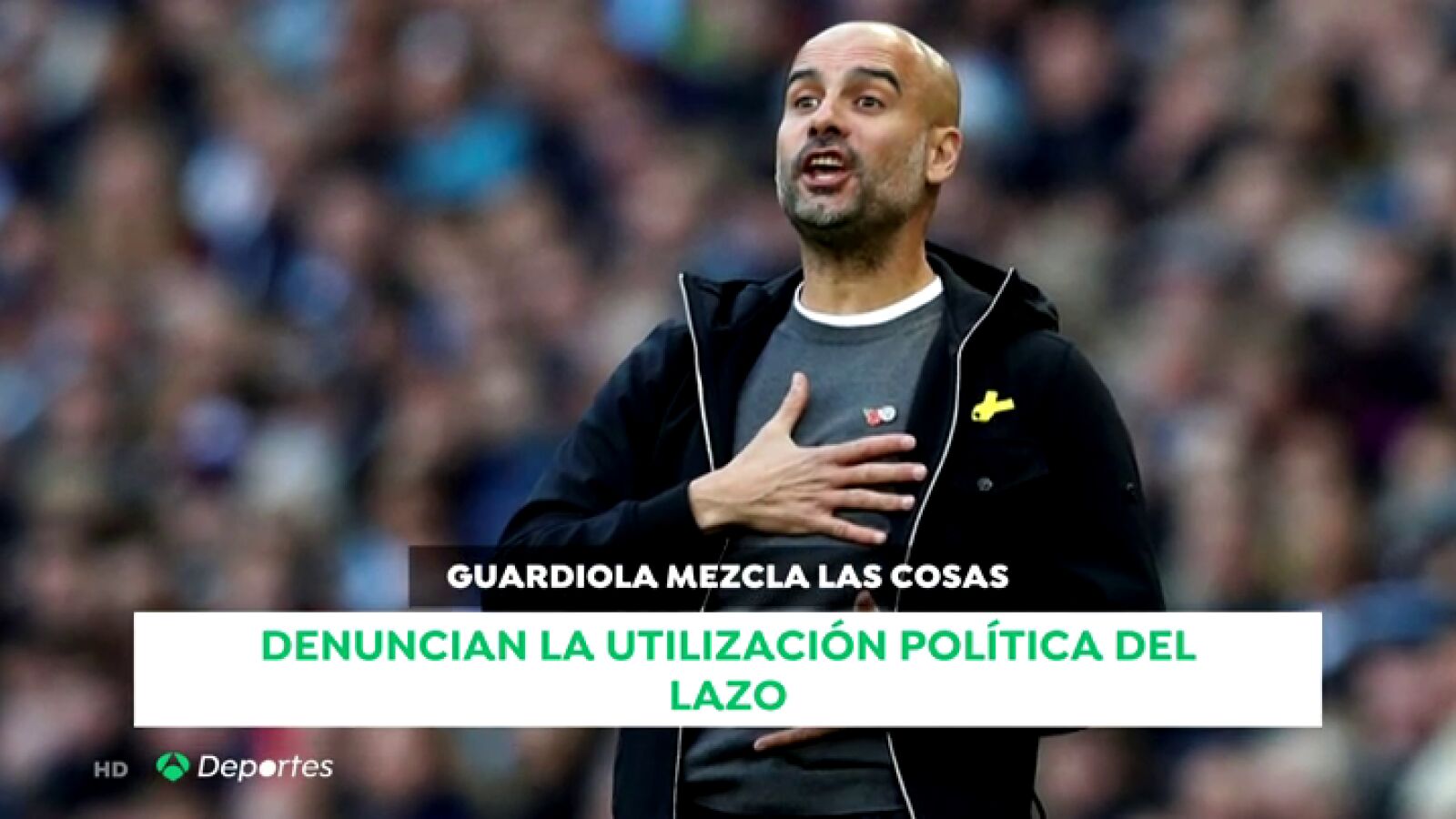 Las palabras de Guardiola y los lazos dorados contra el cáncer infantil: 