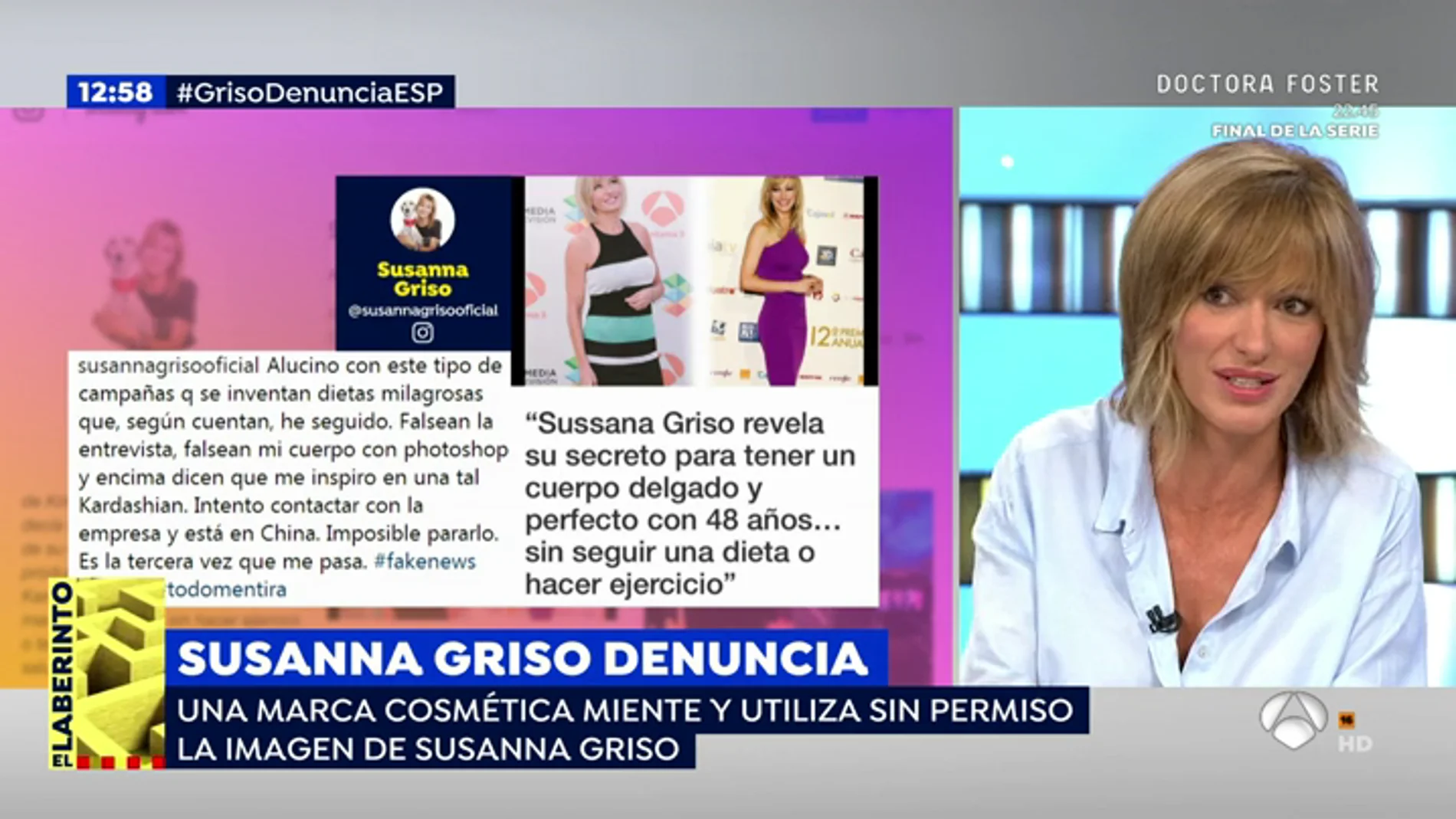Susanna Griso explica en 'Espejo Público' su enfado en las redes: "No soy tan delgada, no tengo ese cuerpo"