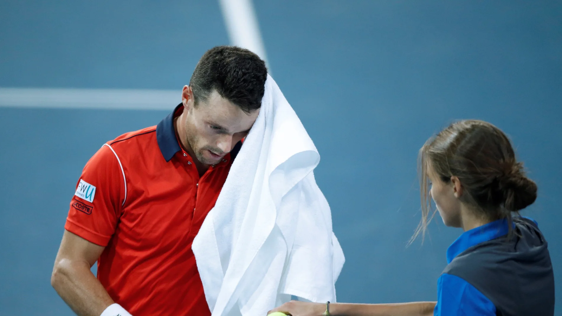 Roberto Bautista, durante su partido contra Pouille Roberto Bautista, durante su partido contra Pouille