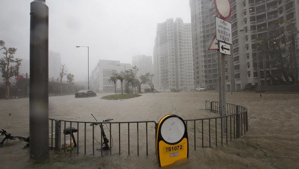 Imagen de las inundaciones en Hong Kong por el tifón Mangkhut