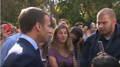 Macron fanfarronea con un joven desempleado: 