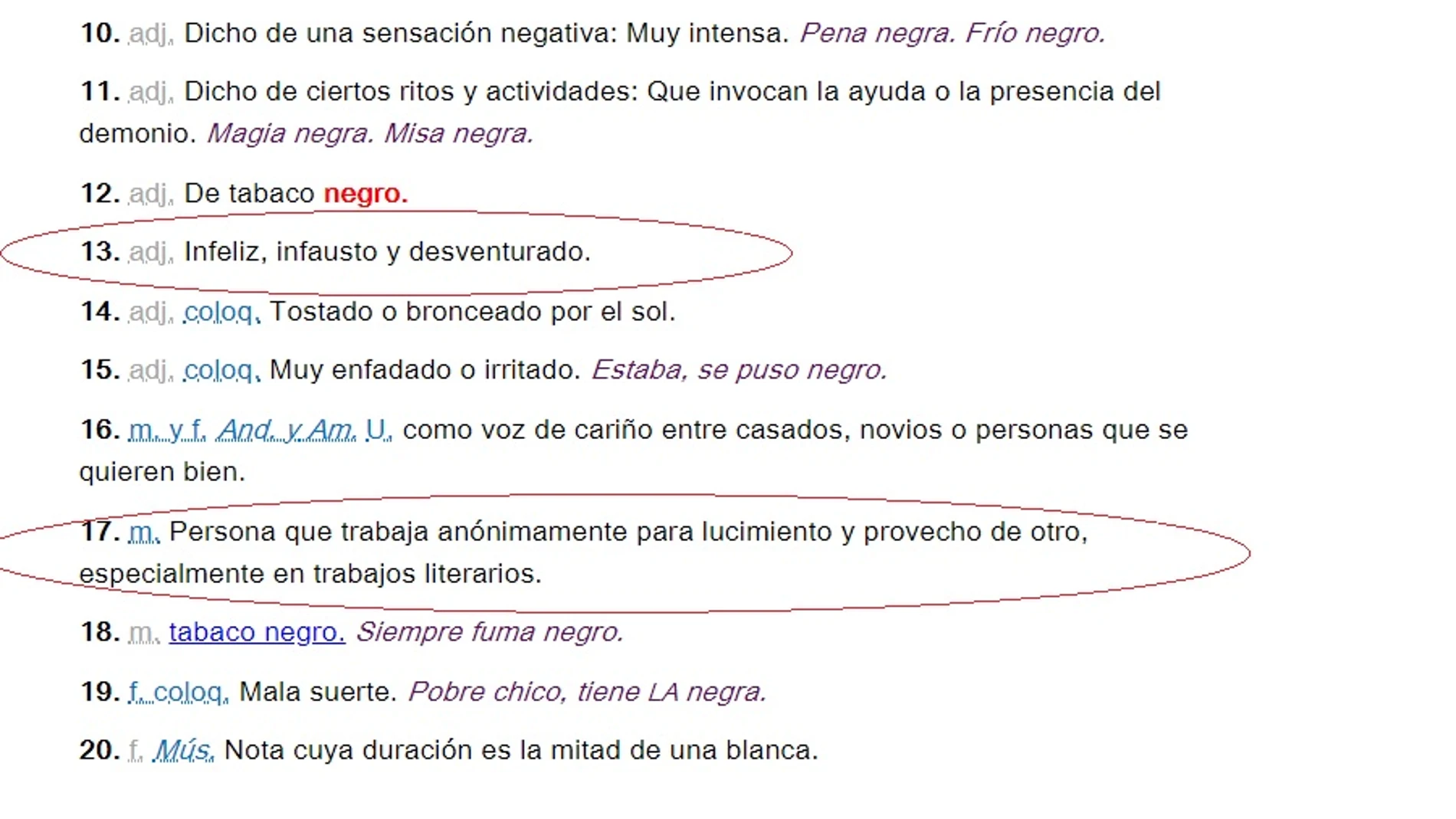 Acepciones racistas de la palabra 'negro' en la RAE Acepciones racistas de la palabra 'negro' en la RAE