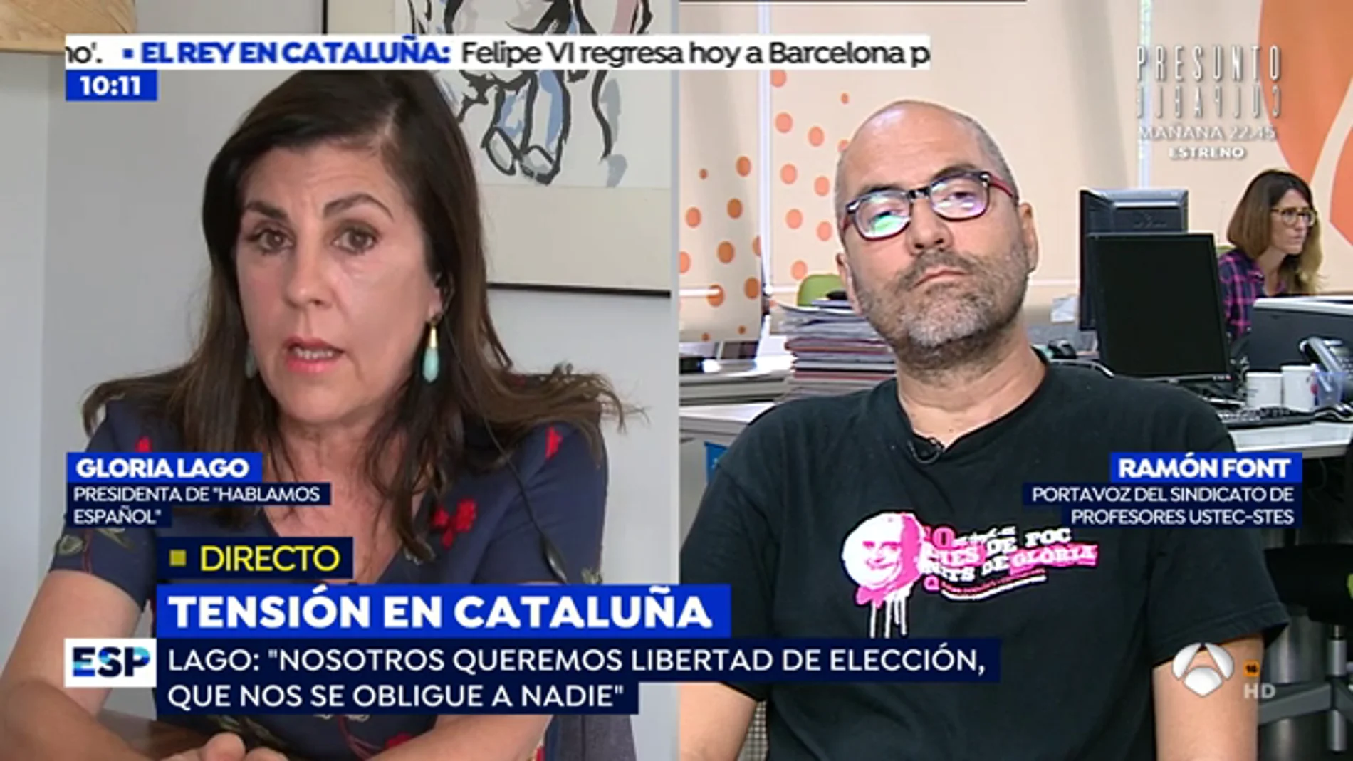 Presidenta de 'Hablamos Español' al sindicato de profesores USTEC-STEs: " Queréis que unos niños   estudien en catalán, su lengua materna, y otros no"