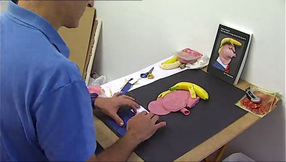 Asier Sanz, el artista que retrató a Donal Trump con plátanos y mortadela
