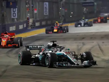 Hamilton, durante el GP de Singapur Hamilton, durante el GP de Singapur