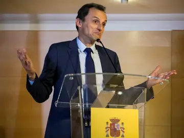 El exministro de Ciencia, Innovación y Universidades, Pedro Duque, en una rueda de prensa El exministro de Ciencia, Innovación y Universidades, Pedro Duque, en una rueda de prensa