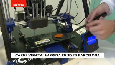 Creación en directo de un filete de carne vegetal con una impresora 3D