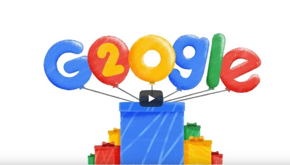 Pantallazo del doodle por los 20 años de Google