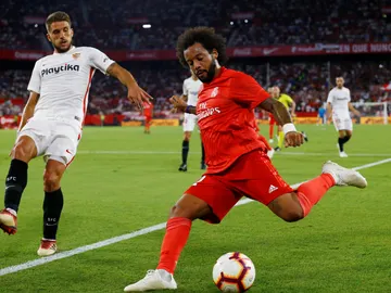 Marcelo, durante el partido contra el Sevilla Marcelo, durante el partido contra el Sevilla