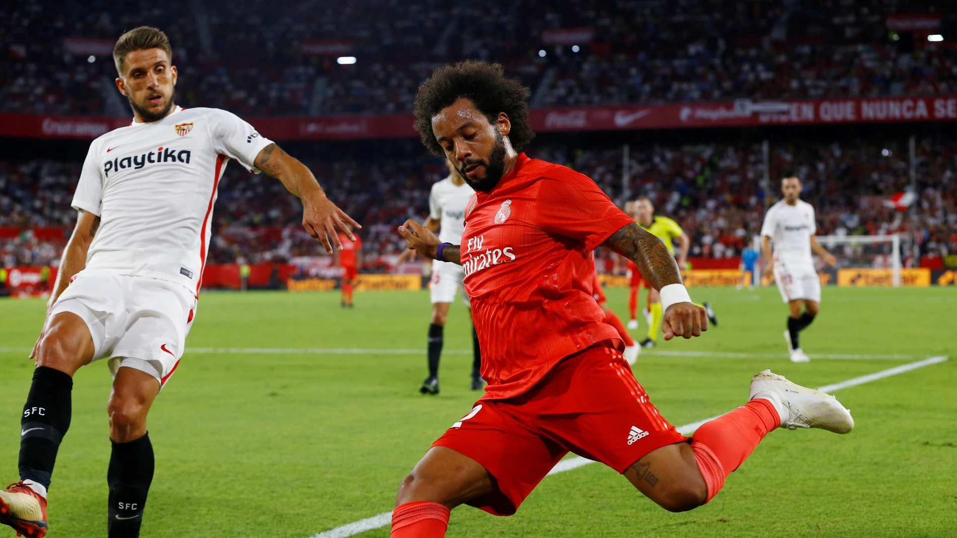 Marcelo, durante el partido contra el Sevilla Marcelo, durante el partido contra el Sevilla