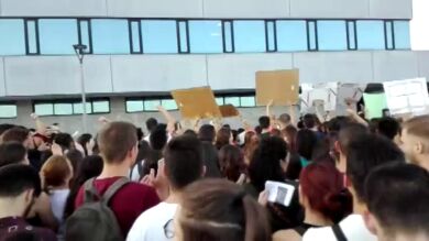 Huelga de estudiantes de la URJC para exigir la dimisión del rector ante 