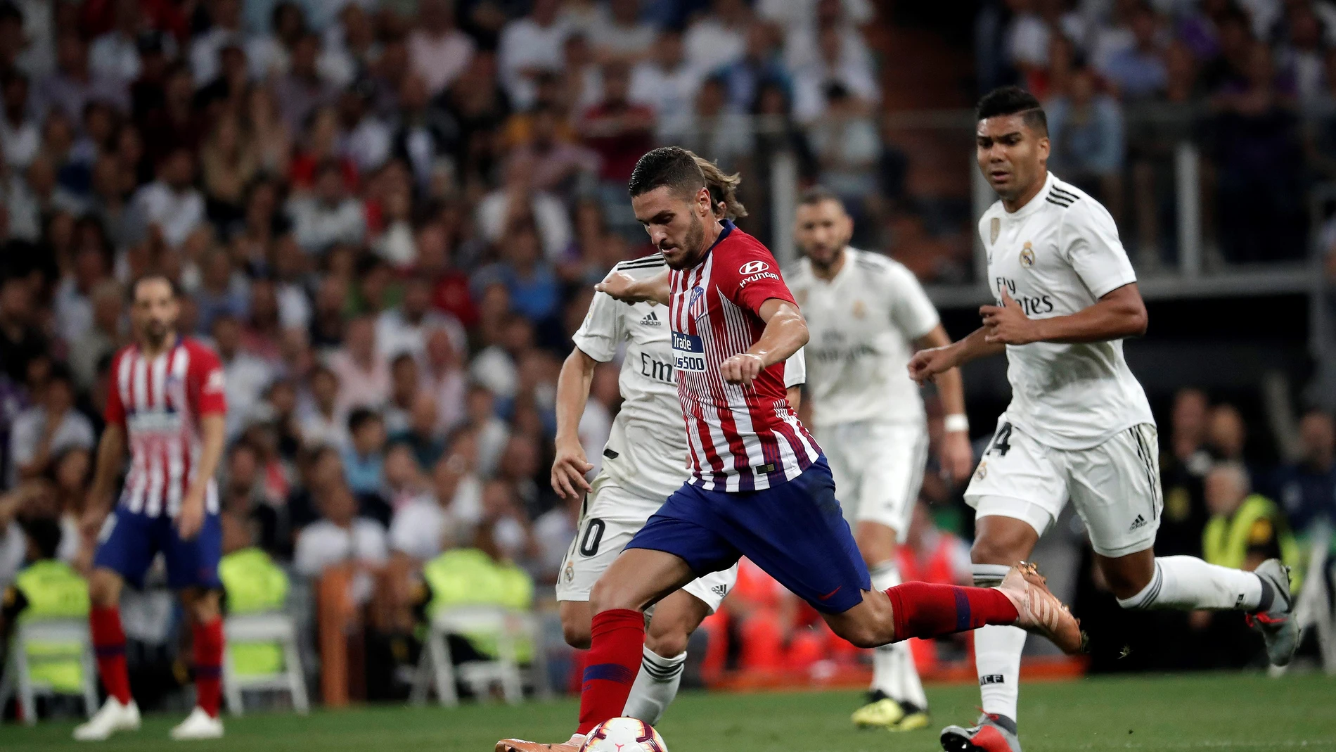 Koke, durante el partido contra el Atlético de Madrid Koke, durante el partido contra el Atlético de Madrid