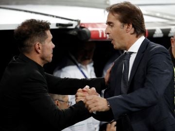 Lopetegui y Simeone se saludan antes del derbi