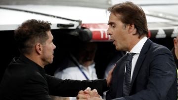 Lopetegui y Simeone se saludan antes del derbi