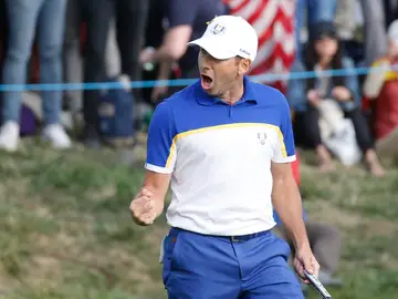 Sergio García celebra un punto en la Ryder Cup Sergio García celebra un punto en la Ryder Cup