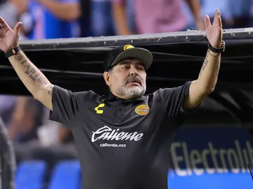 Maradona, durante un partido del Dorados de Sinaloa Maradona, durante un partido del Dorados de Sinaloa